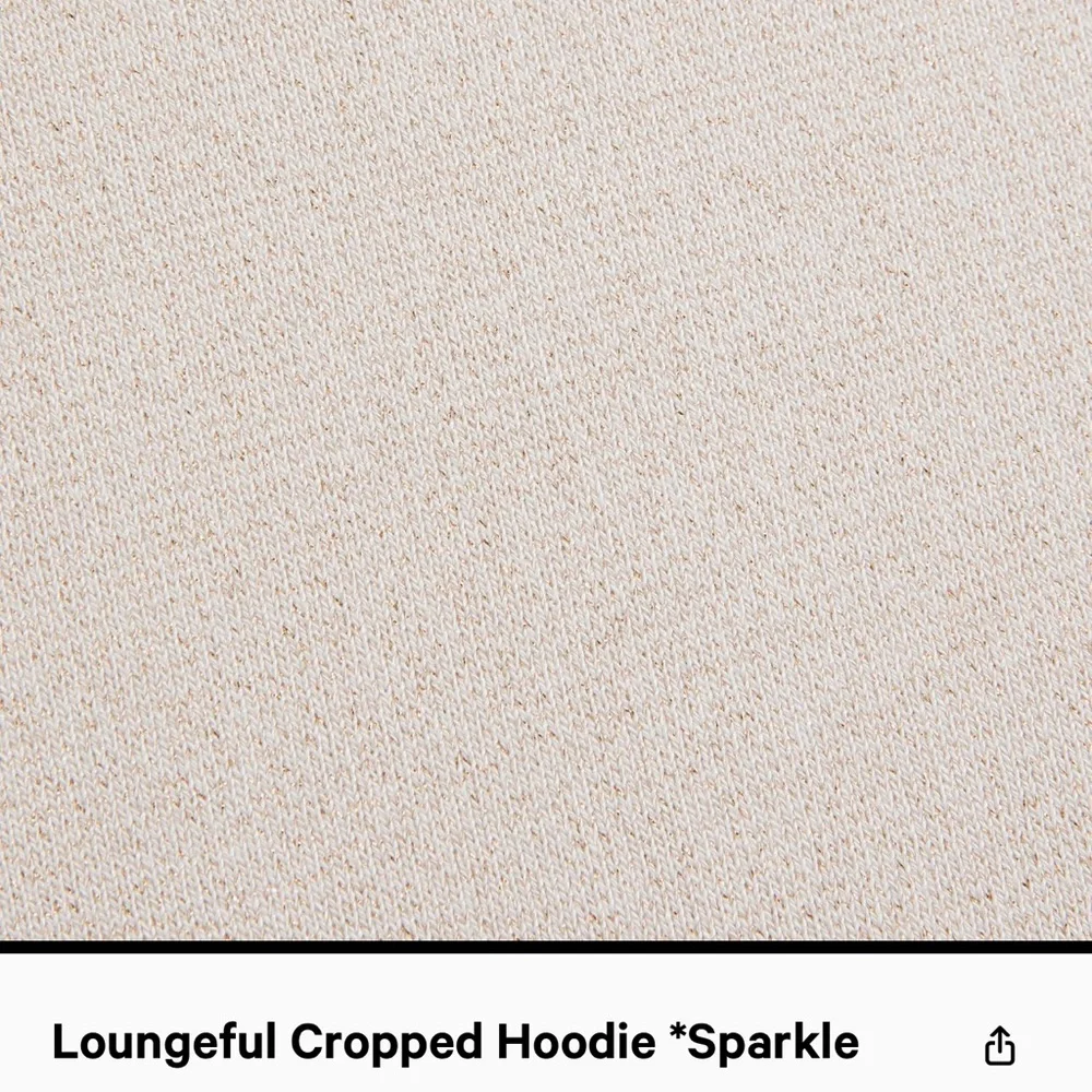 Lululemon Loungeful Hoodie- cropped. Bone/ gold glitter sparkle- EUC